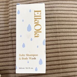 EllaOla Baby Shampoo & Body Wash - White with Light Blue Drops and Gold Text box